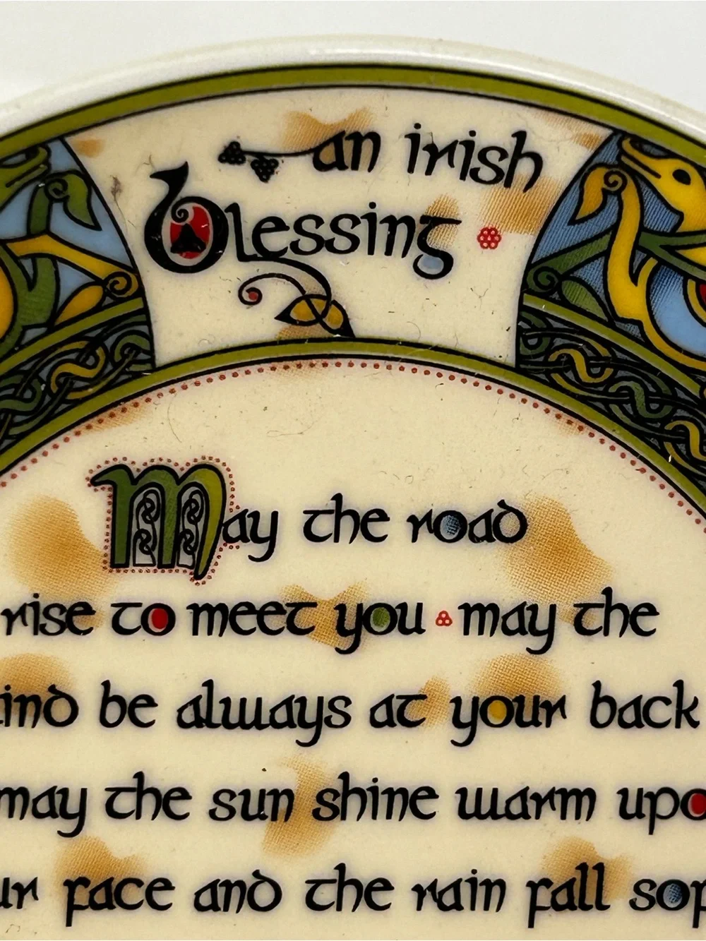 In Box Clara Bone China Irish Blessing Wall Plate Celtic Knot Home Wall Decor
